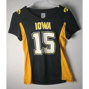 Iowa Hawkeye‎ Womens #15 Jersey Size Small Black Gold Mesh Sides Rivalry Threads